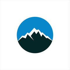 vector mountain icon shape with white background
