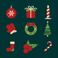 green christmas tree icon on white background