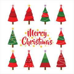 green christmas tree icon on white background