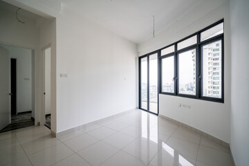 Empty white interior room space of residential apartment