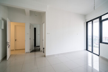 Empty white interior room space of residential apartment