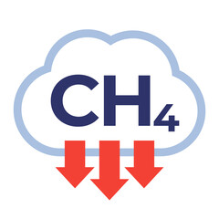 methane emissions, CH4 icon on white