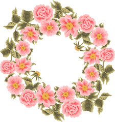 Fototapeta premium Beautiful Vintage Floral Frame, Wreath Arrangement with Rose, Peony, Chrysanthemum Flower and Leaf for Wedding Card Decoration, Garden Party Invitation