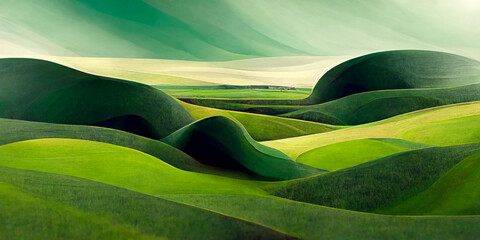 green field and sky with clouds, green field wallpaper, abstract green hill wallpaper, green landscape hill and sky.