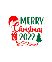 Fototapeta na wymiar Merry christmas 2022 SVG cut file