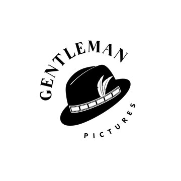 Gentleman Bowler Hat with film stripes for Cinema Movie Production logo design