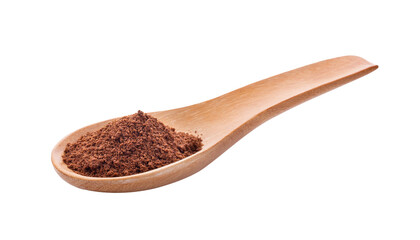 Wooden Spoon filled with coffee powder isolated on transparent png