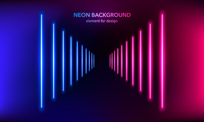 Abstract neon background. Lights line, luminous rays, neon magic sword. Motion shine blue and pink.