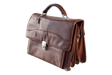 men's vintage leather bag for documents, on an isolated background