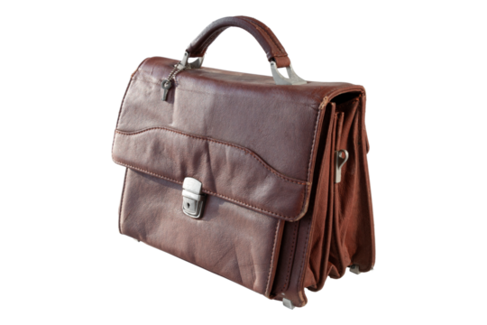 men's vintage leather bag for documents, on an isolated background