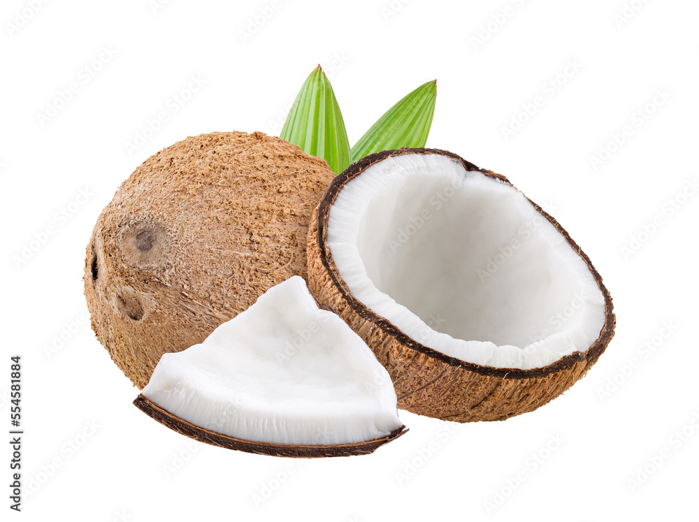 Wall mural coconut with leaf isolated on transparent png - Wall murals