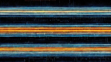 Linear orange and blue rays, CPU circuitry, abstract, Sci-fi style, cyberpunk advanced cutting edge technology design elements, generated by Ai