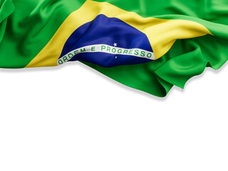 Brazil flag wrinkled isolated cutout
