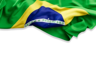 Fotobehang Brazil flag wrinkled isolated cutout © Xvector