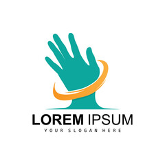 Hand Logo, Teamwork Vector, Team Company Design, Body health, Hand Care, Recycling