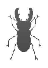 Stag Beetle Silhouette in Pixel Art