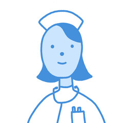 ナースの人物イラスト　医療　看護婦　看護師　介護士　病院　医療スタッフ　女性 パーマ　黒人　黒髪　アジア人 　褐色人種