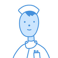 ナースの人物イラスト　医療　看護婦　看護師　介護士　病院　医療スタッフ　女性 男性　黒人　褐色人種　ショートカット　黒髪　アジア人 