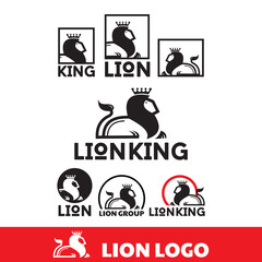 simple king lion logo, silhouette of astract predator sitting vector illustrations