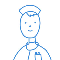 ナースの人物イラスト　医療　看護婦　看護師　介護士　病院　医療スタッフ　女性 男性　ショートカット
