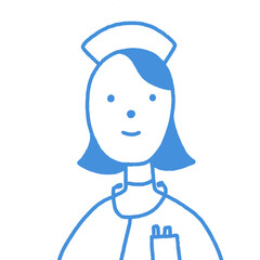 ナースの人物イラスト　医療　看護婦　看護師　介護士　病院　医療スタッフ　女性 ボブヘアー　黒髪　アジア人
