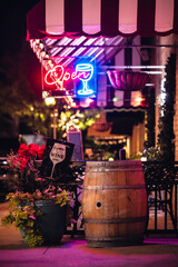 street side with wine barrels