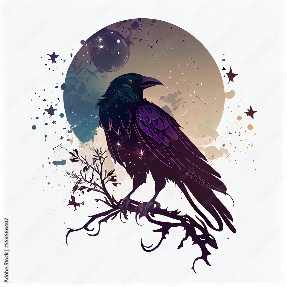 Wall mural generative ai: black raven for design