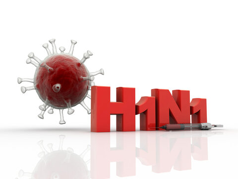 3d rendering H1N1 Flu virus
