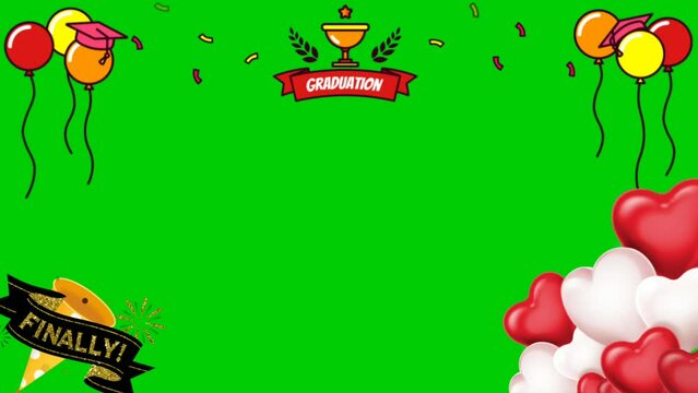 cool graduation ornament animation, with green screen background, perfect for templates, photos, videos, sayings, etc