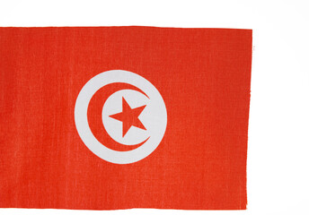 Tunisian flag waving on white background