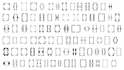 Set Black Simple Line Collection Different Doodle Brackets, Parentheses, Braces Elements Vector Design Style Sketch Isolated Illustration For Banner