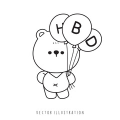 birthday bear outline