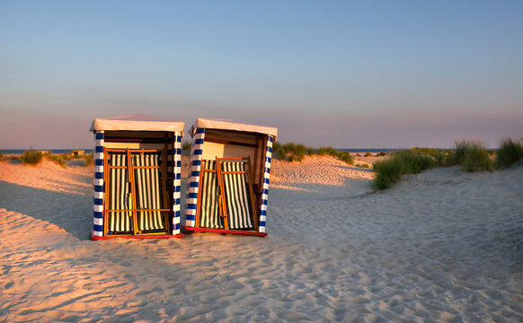 Strandzelte im Morgenlicht Insel Borkum