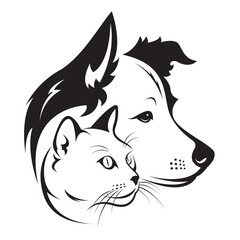 Design of dog and cat head isolated on transparent background. Pet. Animals.