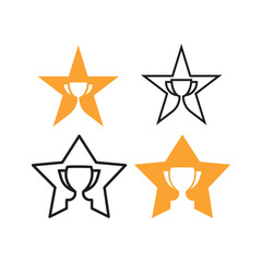 Champion star, Trophy in the star. Vector logo icon template