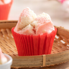 Cute traditional Chinese steamed sponge cake - Fa Gao, for lunar new year festival celebration food.