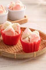 Cute traditional Chinese steamed sponge cake - Fa Gao, for lunar new year festival celebration food.