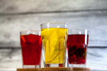 Set of fruit hot drinks