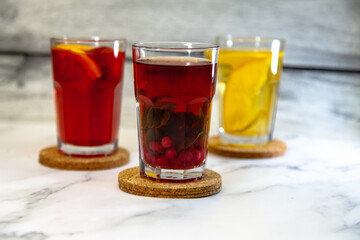 Set of fruit hot drinks