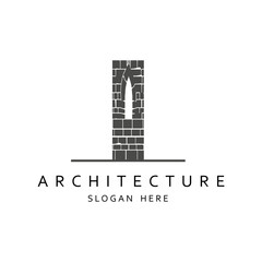 Vector castle wall logo. Tower and security symbol or icon. Unique fortress and guard logotype design template for branding. Real estate and insurance