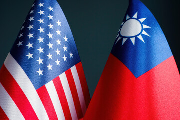 Near the flags of the USA and Taiwan.
