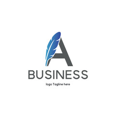 A Letter Feather Typographic Letters Logo Design Template