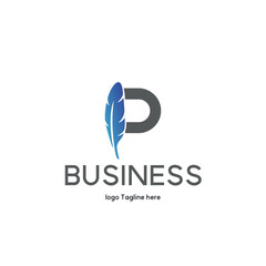 P Letter Feather Typographic Letters Logo Design Template