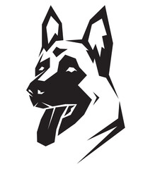 German shepherd dog face design isolated on transparent background. Pet. Animals.