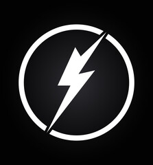 Lightning isolated vector icon.Electricity sign thunder logo concept on black background icon