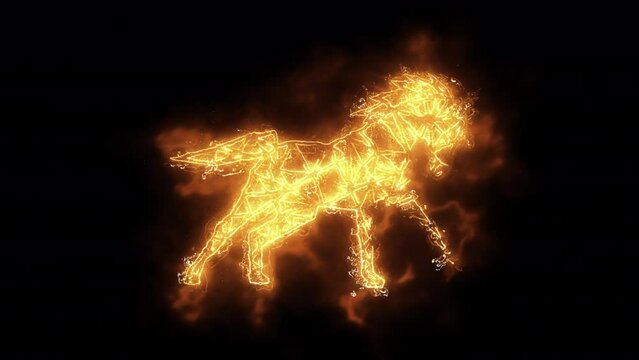 Graphic image of a horse created by fiery lines