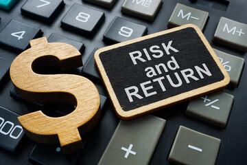 Calculator with plate risk and return and dollar sign.