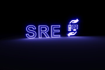 SRE neon concept self illumination background 3D illustration