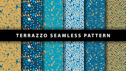 Set of terrazzo seamless patterns. Terrazzo floor pattern. Terrazzo seamless pattern. Collection of terrazzo pattern