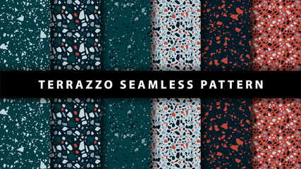 Set of terrazzo seamless patterns. Terrazzo floor pattern. Terrazzo seamless pattern. Collection of terrazzo pattern